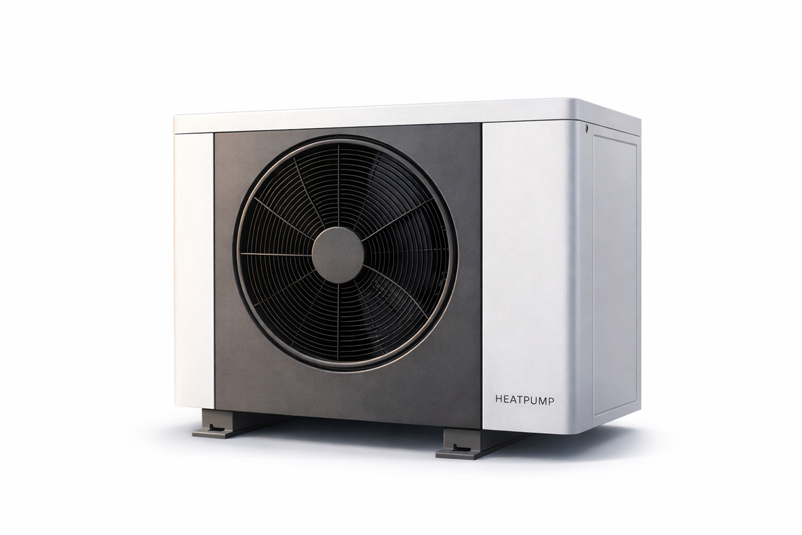 Wärmepumpe an einem modernen Haus