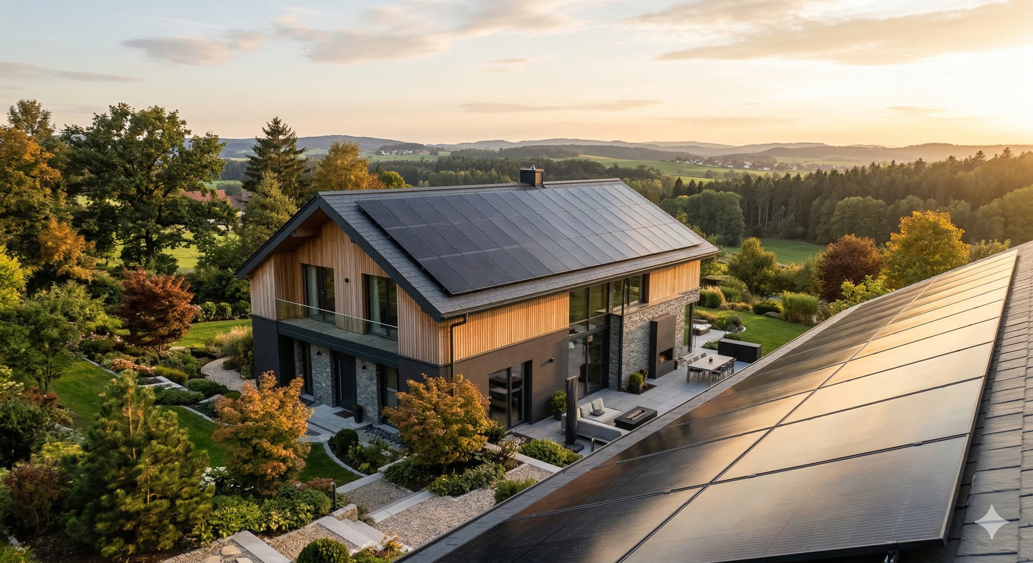 Modernes Wohnhaus mit Photovoltaik